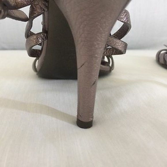 Nanette Lenore Heels Sandals Purple Leather Ruffle - Picture 5 of 8